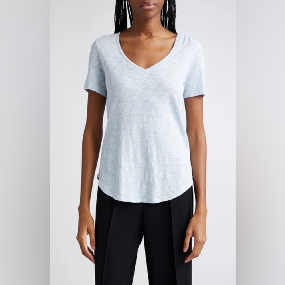 ATM Slub Jersey Classic V-Neck Tee in Powder Blue XS
